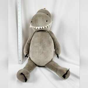 Bunnies By The Bay Plush Dinosaur T-Rex Soft Gray Grey Plush Stuffed Animal 21"
